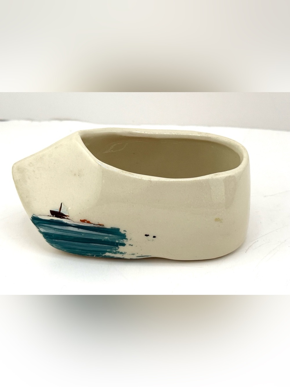 Vintage ceramic clog-shaped planter